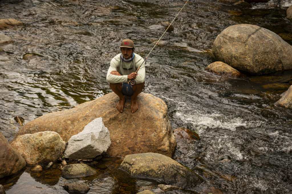 A photographer of Dom Lentini on a small New Hampshire Stream made by Joe Klementovich a New England photographer